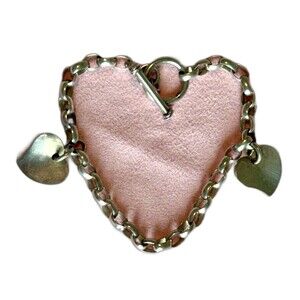 Vintage Sterling Silver 925 Heart Charm  Bracelet 7" Round Link 14 Grams Y2K